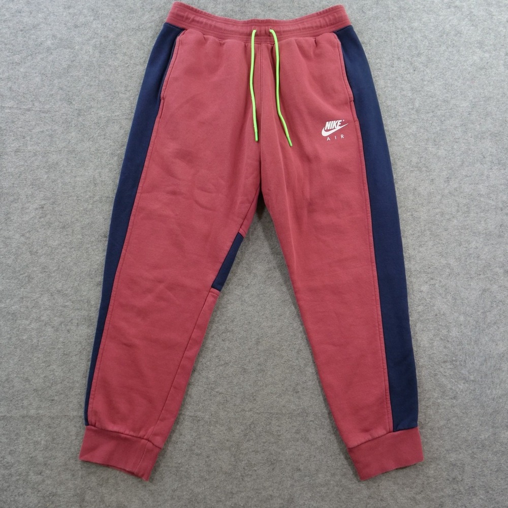 Nike Air Sweatpants Mens Extra Large Red Navy Colorblock Fleece Joggers